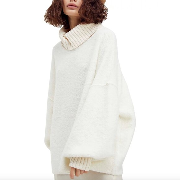 NWOT Free People Milo Pullover Turtleneck Sweater in white cream small - Picture 1 of 2